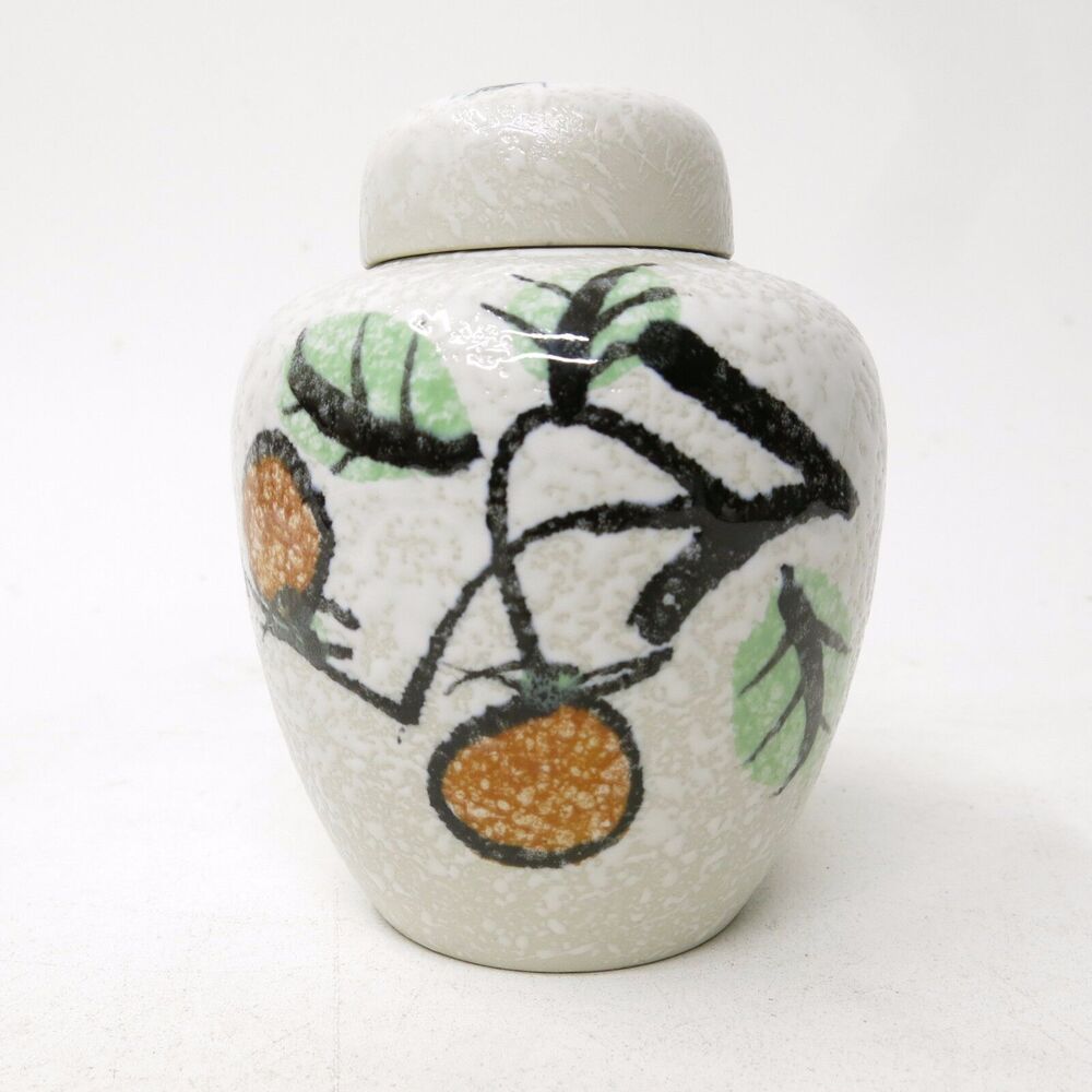 Vintage Porcelain Nancy Japan Lidded Ginger Jar Urn Vase Floral Branch Theme